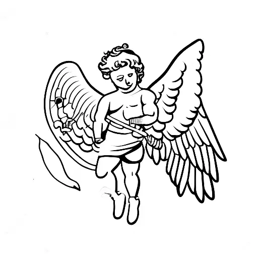 Cupid with an uzi tattoo design idea