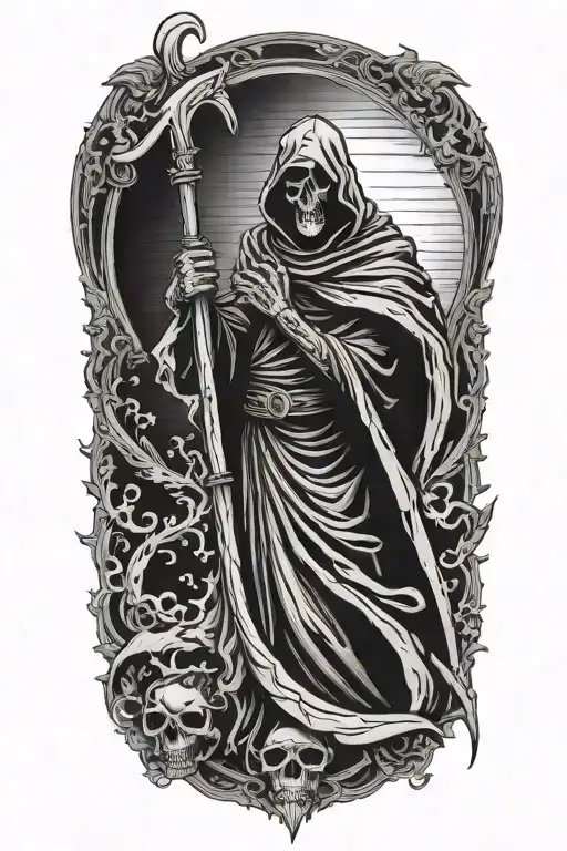 grim reaper standing tattoo design idea