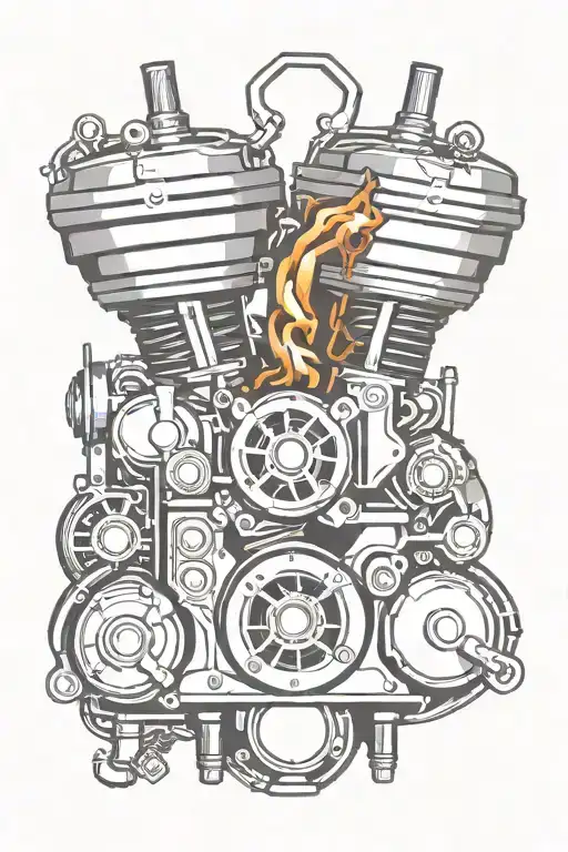engine pistons intertwined tattoo design idea