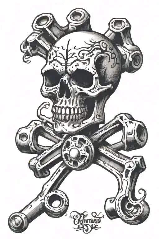 pistons like crossbones floating tattoo design idea