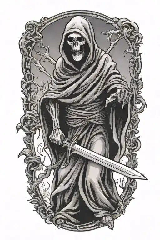 grim reaper standing tattoo design idea