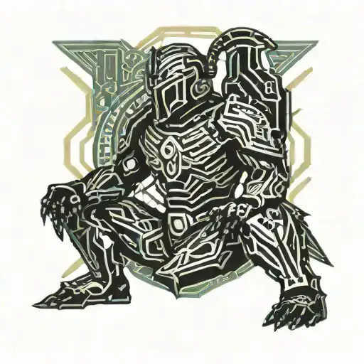 spartan warrior kneeling tattoo design idea