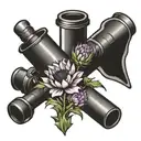 telescope and thistle intertwined tattoo design idea