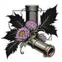 telescope and thistle intertwined tattoo design idea