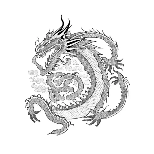 Dragon with a death flower tattoo design idea
