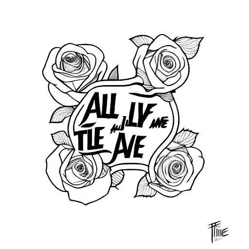 All Time Low's Tell Me I'm Alive album logo, with a rose background tattoo design idea