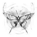 a butterfly hugging its wings around a fencing sword tattoo design idea