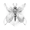 a butterfly hugging its wings around a fencing sword tattoo design idea