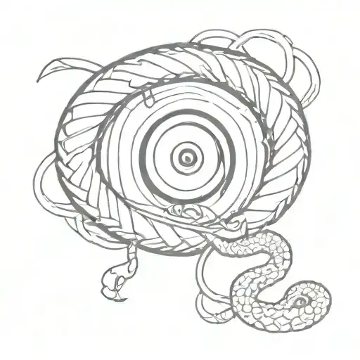 A tattoo design featuring a yo-yo intertwined with a snake, with a background inspired by Jamaican culture tattoo design idea