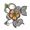 five leaf clover black tattoo design idea