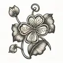 five leaf clover black tattoo design idea