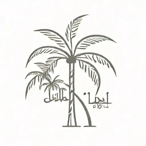 Iraqi Palm tree with Arabic calligraphy tattoo design idea