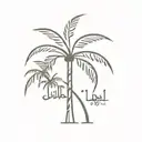 Iraqi Palm tree with Arabic calligraphy tattoo design idea