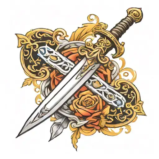 resplendent excalibur sword tattoo design idea