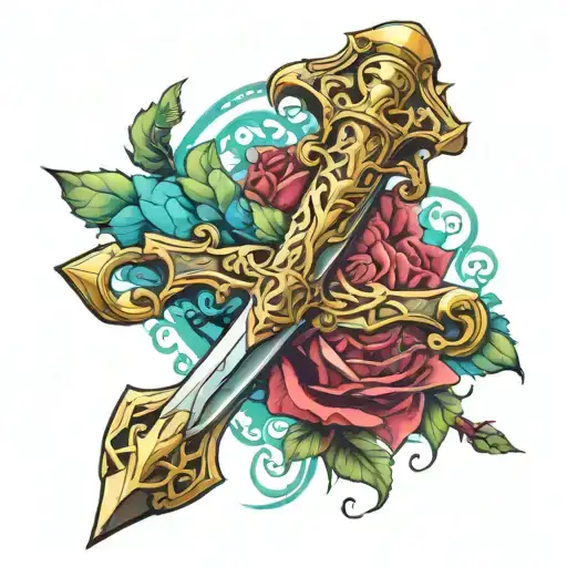 resplendent excalibur sword tattoo design idea