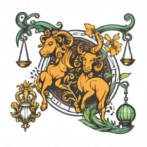 libra Aries zodiac sign tattoo design idea