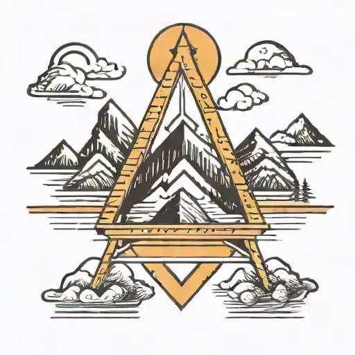 A sleek and modern geometric design incorporating symbols of success and ambition, such as a ladder or a mountain peak tattoo design idea