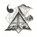 A sleek and modern geometric design incorporating symbols of success and ambition, such as a ladder or a mountain peak tattoo design idea