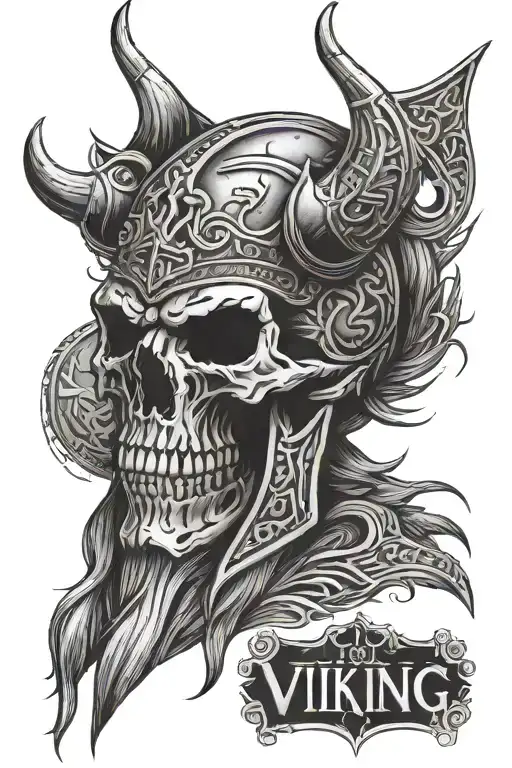 viking runes odin demon skull tattoo design idea