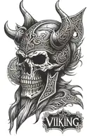 viking runes odin demon skull tattoo design idea