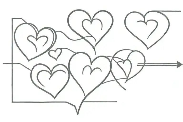 3 hearts attached  as a heart beat  tattoo design idea