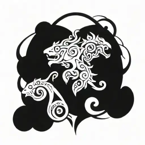 Leo and Aquarius tattoo design idea