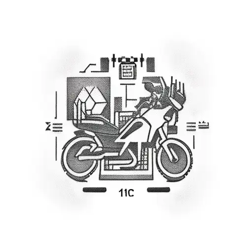 Realism arm sleeve tattoo with small keychain objects which include: a black taxi, small barb wire, golden sun, small un tattoo design idea