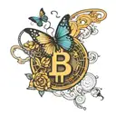 bitcoin symbol with butterfly  tattoo design idea