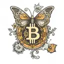 bitcoin symbol with butterfly  tattoo design idea