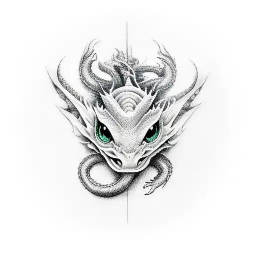 Dragon with litining eyes tattoo design idea