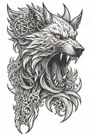 demon wolf  tattoo design idea