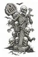  graveyard with zombies  tattoo design idea