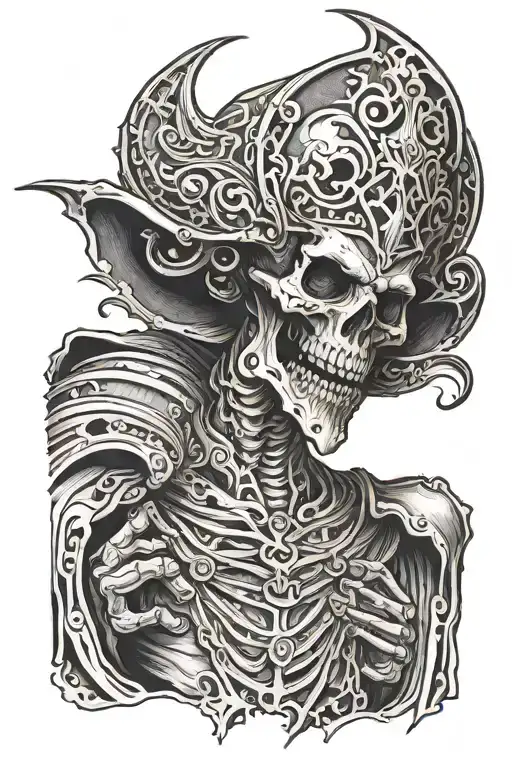 lich coming out of a philactary  tattoo design idea