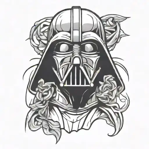 front of darth Vader mask minimalistic design tattoo design idea
