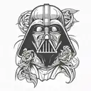 front of darth Vader mask minimalistic design tattoo design idea