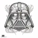 front of darth Vader mask minimalistic design tattoo design idea