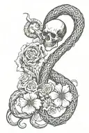 dark mark with flowers intertwined tattoo design idea