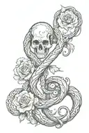 dark mark with flowers intertwined tattoo design idea