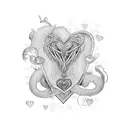 An intricate design of interconnected letter 'S' and hearts symbolizing unconditional love tattoo design idea