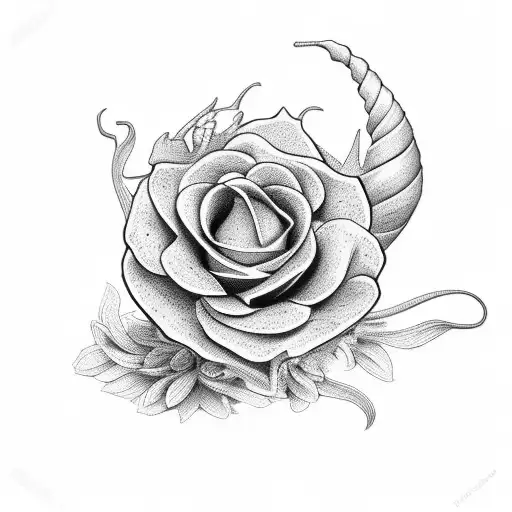 RAMOS DE FLORES COM COBRA PEQUENA tattoo design idea