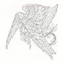and then god stepped in with amgle wings with the dates 9-17-1942 and 8-18-1943 tattoo design idea