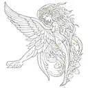 and then god stepped in with amgle wings with the dates 9-17-1942 and 8-18-1943 tattoo design idea