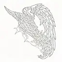 and then god stepped in with amgle wings with the dates 9-17-1942 and 8-18-1943 tattoo design idea