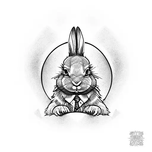 evil rabbit tattoo design idea