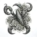 scorpion  and roses  tattoo design idea