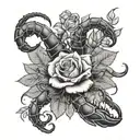 scorpion  and roses  tattoo design idea