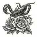 scorpion  and roses  tattoo design idea