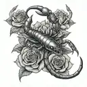 scorpion  and roses  tattoo design idea