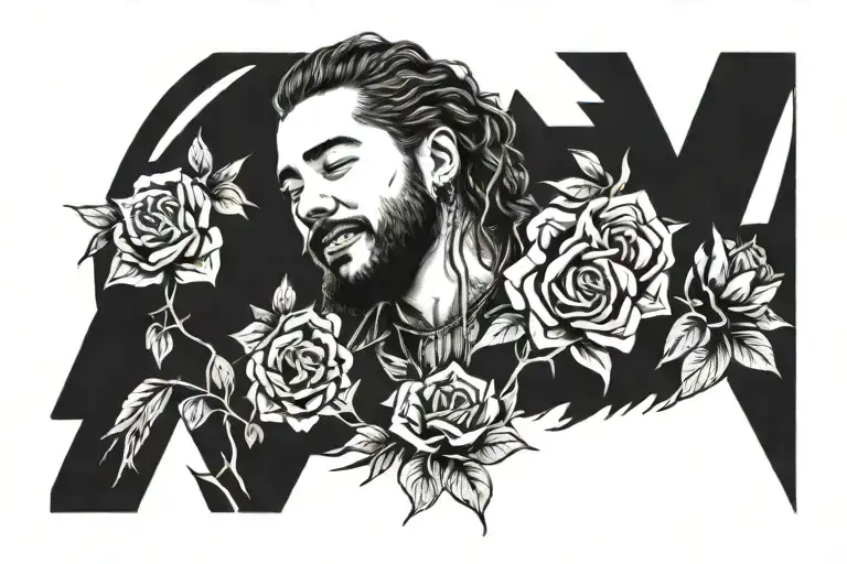 post Malone themed tattoo design representing one tattoo design idea