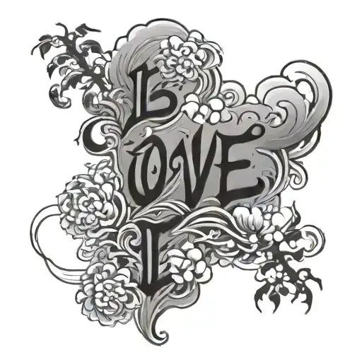 word love with smoke and shading around tattoo design idea